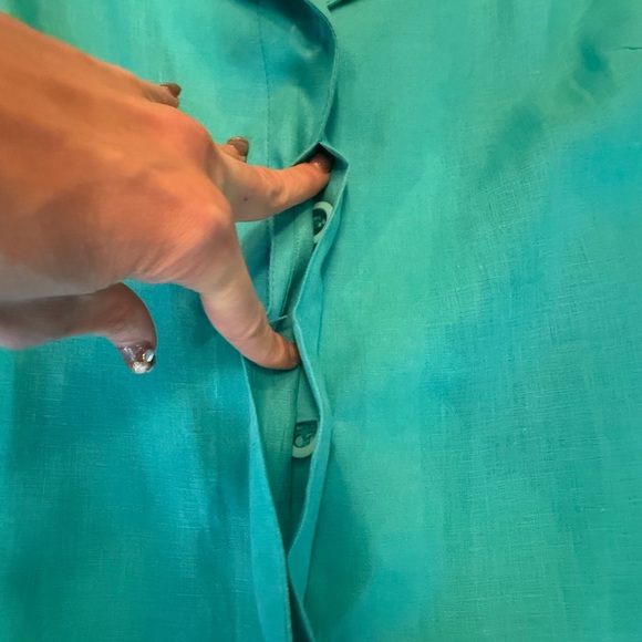 Carlisle Teal Linen Button Front Lightweight Jacket Size 14/Large MSRP $325 - Picture 6 of 14